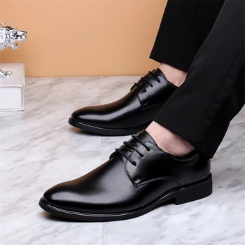 Merkmak мъжки брандираната кожена официалната обувки дантела модела обувки oxfords модерен ретро обувки елегантна Работна обувки Drop Shipping