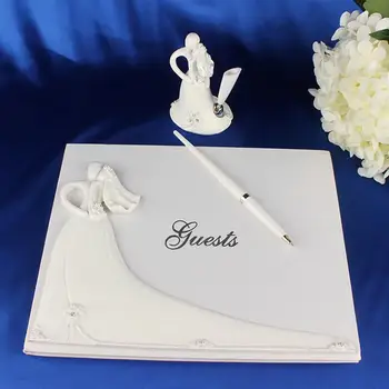 MeterMall Булка Romantic Groom White Wedding Signature Guest Books Engagement Anniversary Guestbook Album Party Decor Supplies