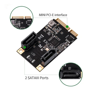 MiniPCIE MPCI E 3.0 to SATA 3.0 SSD Adapter Card Add 2 SATA 3 port by Full Size и Mini PCI-e Slot with sata cable