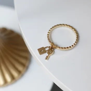 MODAGIRL Inspired Дизайнер ключ и ключалка от неръждаема стомана 316L Златен пръстен женски пръстен луксозни всекидневни бижута 2020