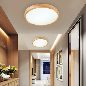 Modren ултра тънък дървен тавана лампа lamparas de techo led тавана лампа за хол спалня кухня лампа