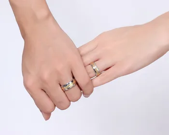 Modyle Gold-color Rhombus Surface годежни пръстени за жени, мъже двойка бижута от неръждаема стомана Обещание Band Alliance Bijoux