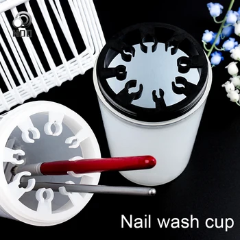 Nail Cleaner Купа професионален Удобен държач на акрилна дръжка измиване с вода контейнер Купа маникюр четка гърне инструмент аксесоари за нокти