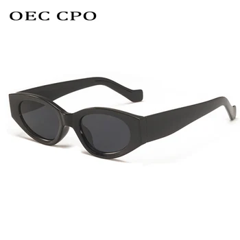 OEC CPO Vintage Small Cat Eye Women слънчеви очила мъжете нова мода самоличността на зелено пънк дамски слънчеви очила с овална форма очила с UV400