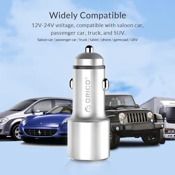 ORICO 12W Universal Car Charger Travel Phone Charger Mini Dual Car-charger Power Socket Adapter Cigarette Lighter Дърва