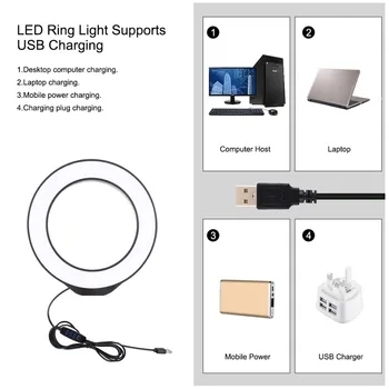 PULUZ 4.7 / 6.2-инчов USB 3 режима на затъмняване снимки селфи пръстен светлина LED Video Light Kit + статив, за TikTok Blogger Youtube