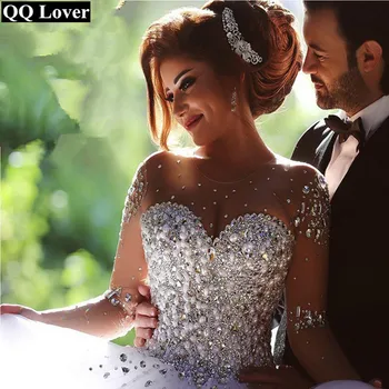 QQ любовник илюзия перли бална рокля сватбена рокля 2020 сватбени рокли