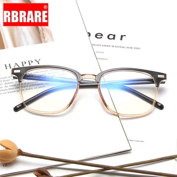 RBRARE 2021 нова ретро квадратни рамки за очила за мъже голяма анти-синя светлина плоско огледало очила за четене Gafas De Trabajo Hombre
