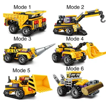 SEMBO 587Pcs стомана Mecha 6 в 1transfoamation роботи строителни блокове Инженеринг автомобил щит и броня играчки просвети блокове деца