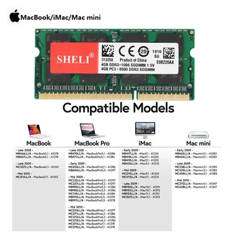 SHELI 4GB 8GB PC3L-8500s DDR3L 1066MHz sodimm памет Unbuffered ram памет за лаптоп MacBook Pro, iMac