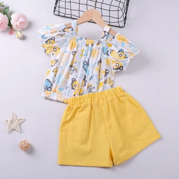 Sodawn Summer Girl Clothing Sets Момиче Clothes Suit Детски T-Shirt +Свободни Панталони С Къс Ръкав Baby Girl Дрехи Детски Облекла
