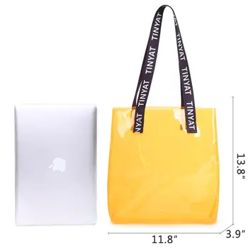 Tinyat прозрачен жени чанта PVC момиче плажна чанта, дамска чанта захар цвят желе преносим плува чанта прашка чанта