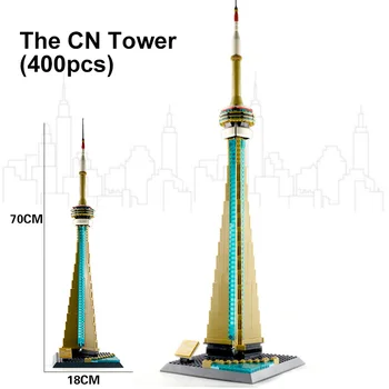 WANGE 400pcs City Street на световно известната архитектура Торонто телевизионната кула модел градивните елементи на децата образователни тухлени подарък играчка