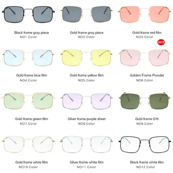 WOENFEL винтидж слънчеви очила за Жени на луксозна марка модни слънчеви очила дизайнер на класическа ретро пътуване квадратен метална рамка за очила
