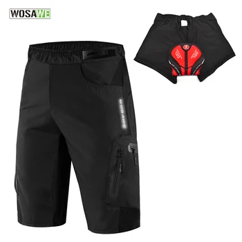 WOSAWE Black Cycling Shorts With Non-Remove Gel Pad Cycling Underwear МВТ Bike Downhill Shorts Губим Outdoor Bicycle Shorts