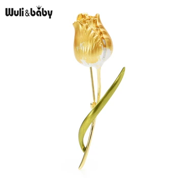 Wuli&New baby емайл Лале брошки за жени класически сватбени цветя офиса на Партия брошка игла подаръци