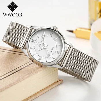 WWOOR дамски часовници дамски модни диамантени часовници 2020 известни марки сребърни елегантни малки часовници дамски Кварцов часовник подаръци