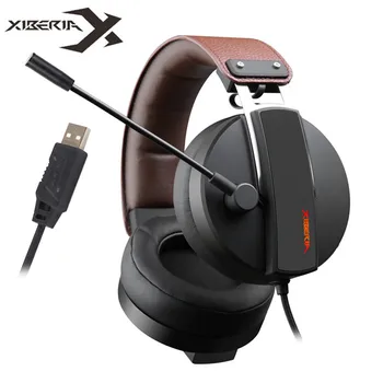 XIBERIA S22 PC геймър гейм слушалки с микрофон USB виртуален 7.1 съраунд звук стерео, бас слушалки за компютърни игри