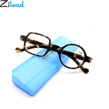 Zilead Ретро Леопард Асиметрични Кръгли И Квадратни Очила За Четене На Жените И Мъжете Очила За Старческо Далекогледство Очила За Възрастните Хора