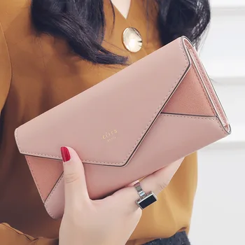 аливуд марка 3 пъти жена дизайнер чантата плик клатч за жени Hasp пари клип на кожата женски дълъг чантата си телефон в джоба