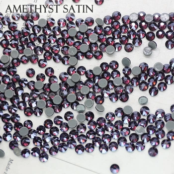 Аметист атласное стъкло плоски гърба кристали коригиране на кристални камъни, кристали и блясъци аксесоари за 3d изкуство апликация на дрехи рокли