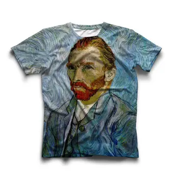 Ван Гог бадеми / Автопортрет / Звездна нощ / Ван Гог 3D печатни тениски, ежедневни Слънчогледи тениски унисекс високо качество на върховете съоръжения