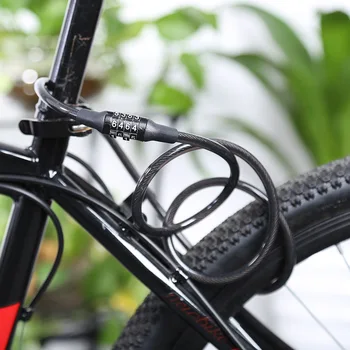 Велосипеден замък 4-значная код комбинация велосипеден кабел безопасност заключване мотоциклетное обзавеждане МТБ противоугонный заключване стоманен кабел за заключване X377B