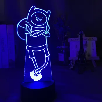 Време за приключения Фин човешката фигура Led лека нощ за деца спалня декор промяна на цвета на батерии USB настолна лампа подарък