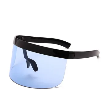 Големи слънчеви очила жени 2019 Огледалната маска форма на щит стил на мъже, жени ветрозащитный един голям обектив без рамки слънчеви очила