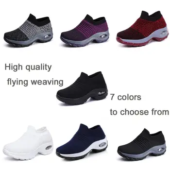 Голям размер лято буци дамски спортни обувки маратонки на платформа Дама спортни обувки за жени на чорапи и маратонки за джогинг, фитнес зала GME-0095