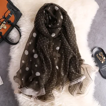 Дамска мода черно грах копринен шифон шал луксозна марка Digtal печат плюс размера на шалове и hijabs женски слънцезащитен крем Snood