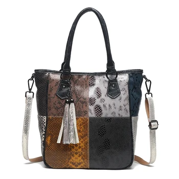 Дамска чанта от естествена кожа, дамски дизайнерски цветна принудителна чанта ръчна изработка Лоскутная натурална воловья кожа Мъкна чанти нови