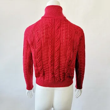 Дамски съкратен пуловери с високо воротом есенна мода тънки съкратен скок пуловер женски монофонични кратък трикотаж пуловер и пуловери