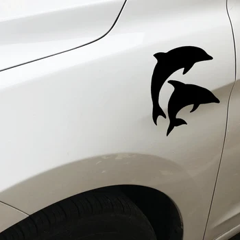 Двойката Делфин апликация на мода автомобил прозорец украса апликация самоличността на PVC, водоустойчив апликация черен/бял, 16см*15 см