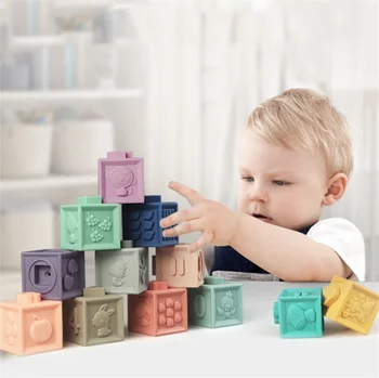 Детски плюшени играчки на допир силикон образователни строителни блокчета 3D виси топката деца гума прорезыватель преса играчки за баня за деца