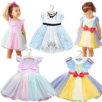 Детско ново сняг-бяла рокля Alice Wonderland Mermaid Belle Baby Girl Dress размер 90-130 костюми за Хелоуин Момиче Party Dress