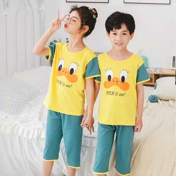 Децата, момчета и момичета дрехи Инфлант детски пижами лятото с къси ръкави пижама комплект карикатура на животните пижами костюм Детска пижама