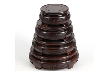Диаметър на эбенового дърво 7,8-24 см резное основа с цветя модел ремесленная работа солидна дървена основа вази камък Нефритови чайник аквариумное основа