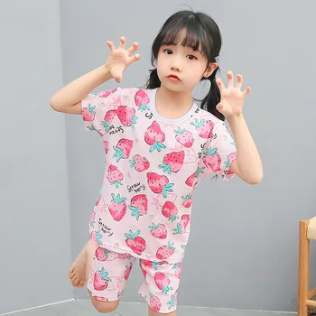 Дрехи за момчета лятна окото пижама с единорогом комплект дрехи за малките момичета, Детски пижами топ+шорти, пижами, бебешко памучен домашно облекло