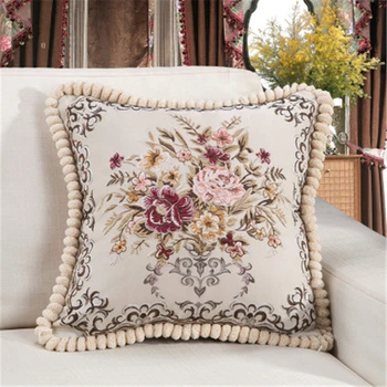 Европейската луксозна калъфка цвете бродирана калъфка начало декор възглавници за дивана хол 50*50 см хвърли калъфка