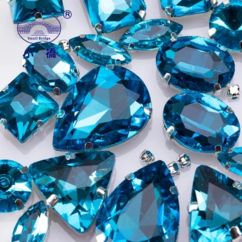 Езерото е синьо Flatback кристали за дрехи смесени форми шиене на камъни декоративни кристални кристали с Нокът 50 бр./опаковане. S042