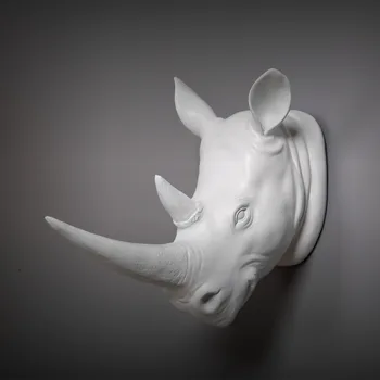 Екзотична главата носорог Wall Decora 3D Animal Art скулптура фигурки смола занаят домашен творчески фон стенни гоблени R678