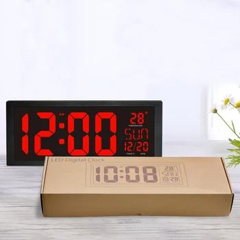 Електронни стенни часовници-големи led екран часовник с календар, термометър седмица електронни цифрови стенни/настолни часовници за декорация на дома