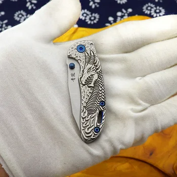 ЕРП мини джобен нож и ключодържател остри сгъваеми ножове за лов на мон от неръждаема стомана дракон релефна дръжка cs go navaja или faca zakmes