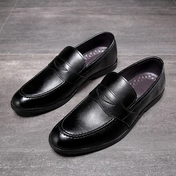 Есенна Мъжки обувки, кожени мъжки обувки, луксозни мъжки бизнес oxfords класически джентльменские обувки