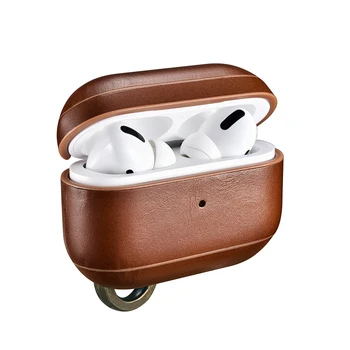 за Apple AirPods Pro Case cover луксозен тънък ретро естествена кожа защитен твърд броня кука Case за AirPods Pro слушалки Case
