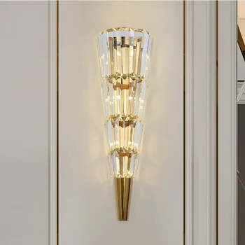 Златен модерен стенен лампа crystal light luxury Nordic living room decoration hotel LED lights