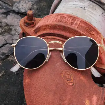 Злато черно поляризирани очила готически реколта steampunk слънчеви очила мъжка мода ultralight 15 г очила розови огледално нюанси