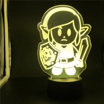 Игра The Zelda Линк Figure LED Night Light Cook 3d акрилни светлина за Децата кабинет украса многоцветен настолна лампа