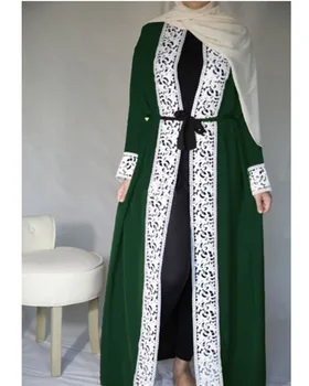 Ислямска облекло Дубай мюсюлманин Абая жената рокля дантела, дантела up кимоно дълга роба партия Vestidos кафтан Арабската Турция етнически костюм
